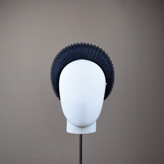 Navy Pleated Mesh Wedding Guest Headband