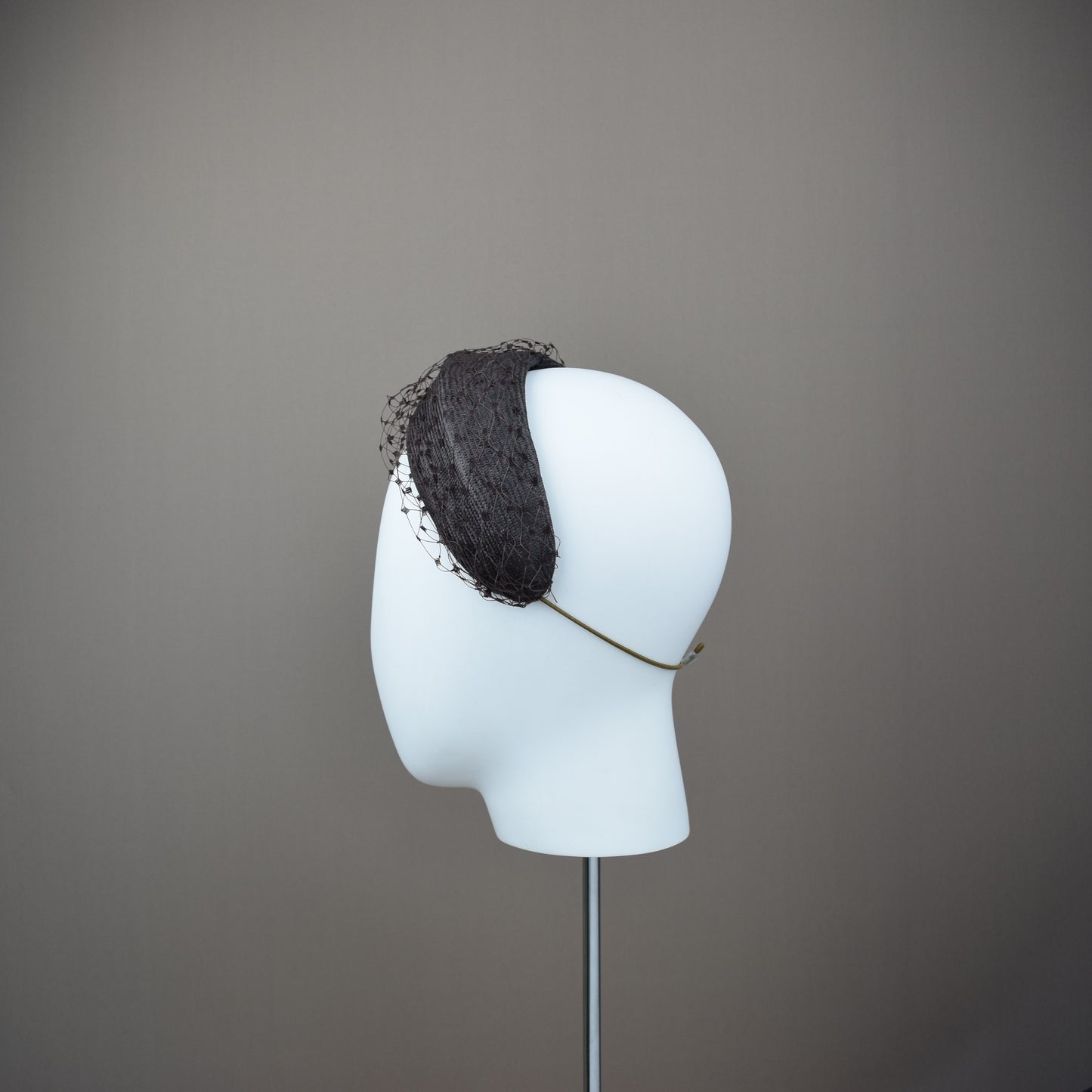 Chocolate Brown Headband with vintage veil