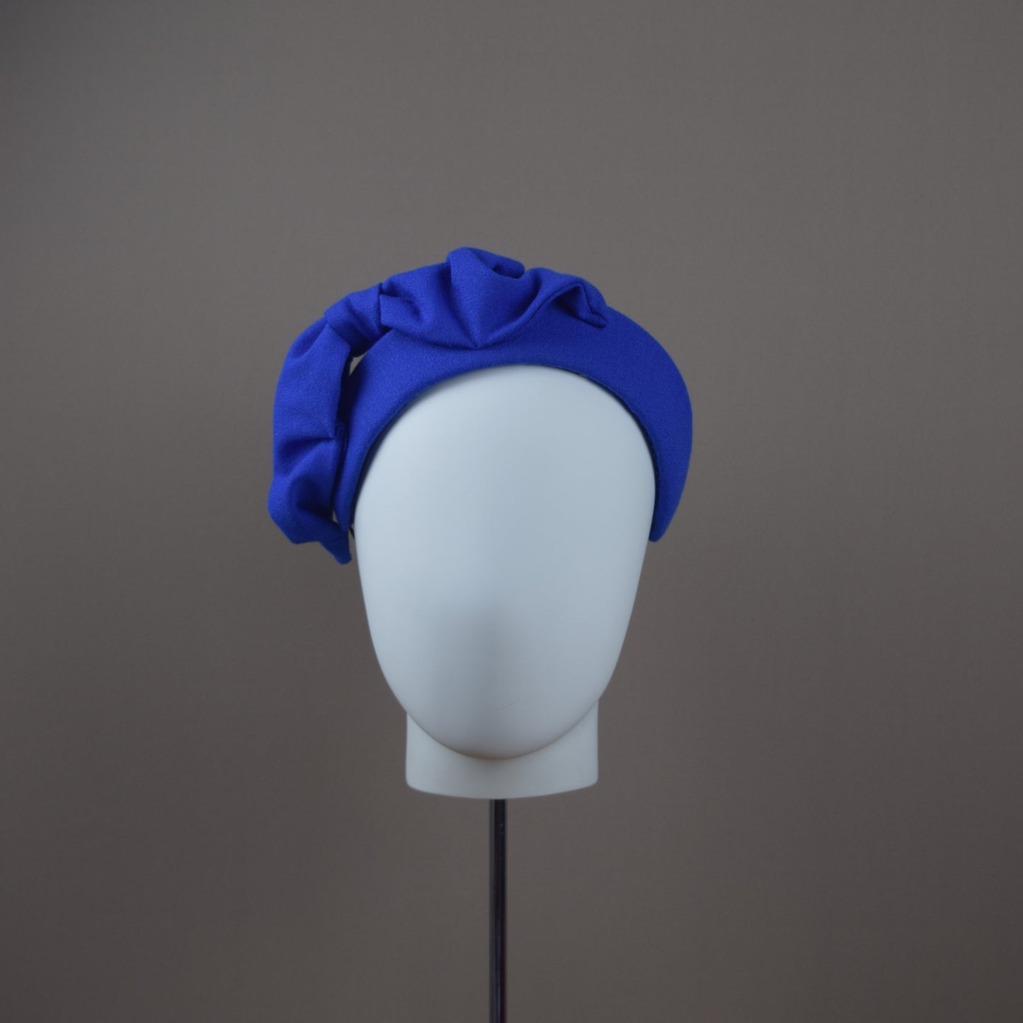 Royal Blue Wool Crepe Headband with Hand Sculpted Bow