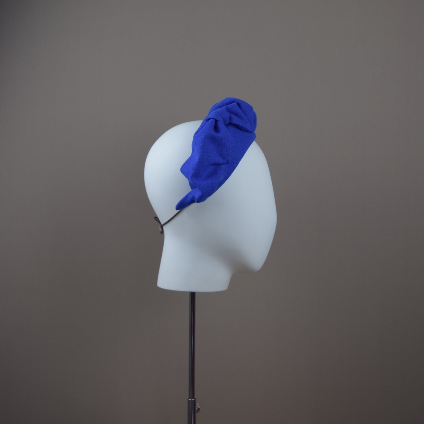 Royal Blue Wool Crepe Headband with Hand Sculpted Bow
