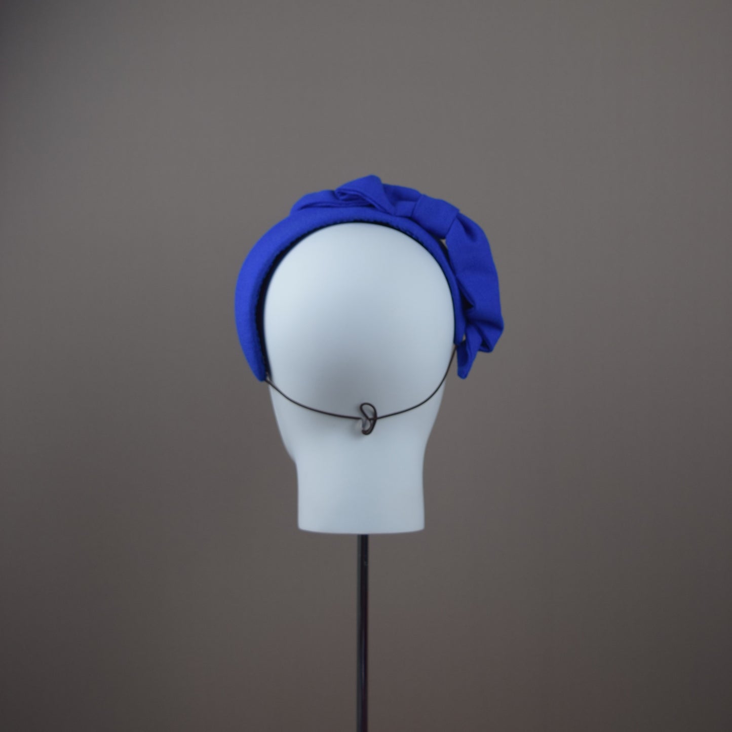 Royal Blue Wool Crepe Headband with Hand Sculpted Bow