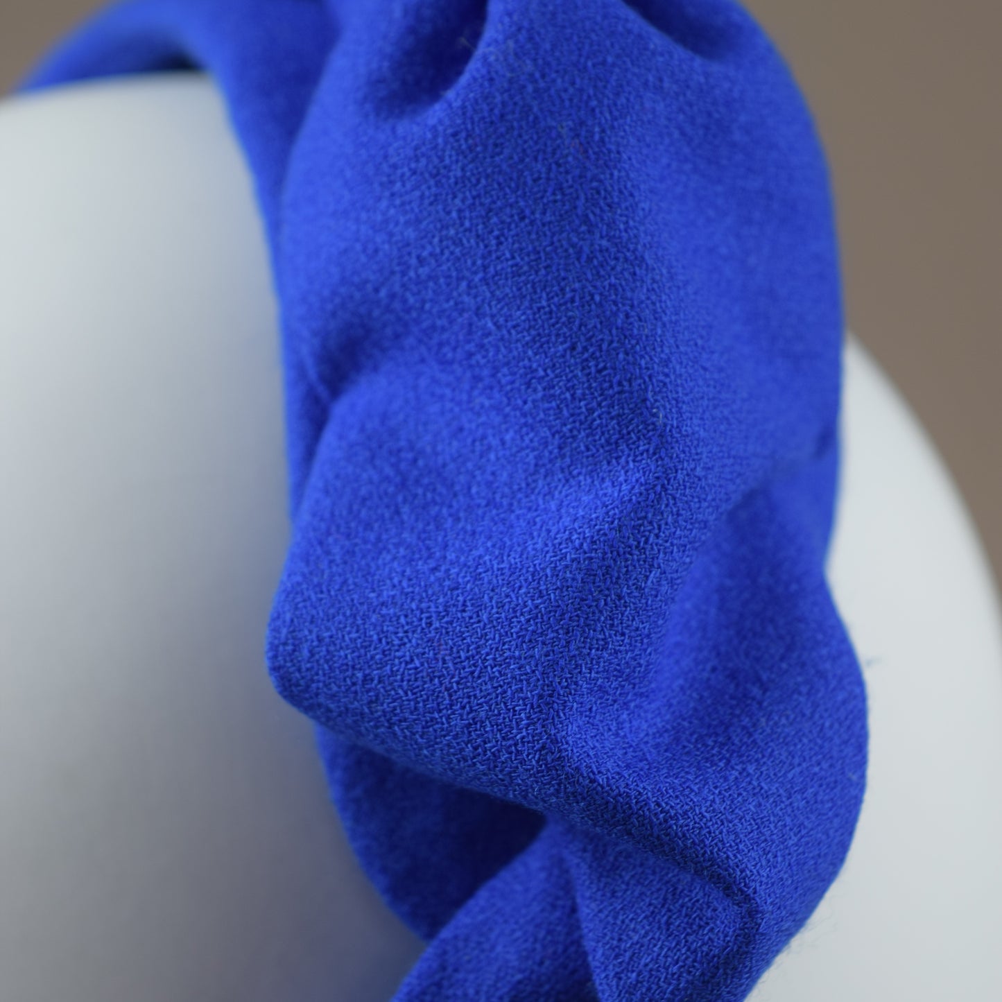 Royal Blue Wool Crepe Headband with Hand Sculpted Bow