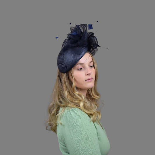 Navy Straw Duchess Style Hat
