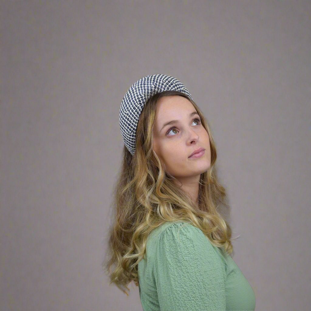 Navy and White Straw Wedding Guest Headband