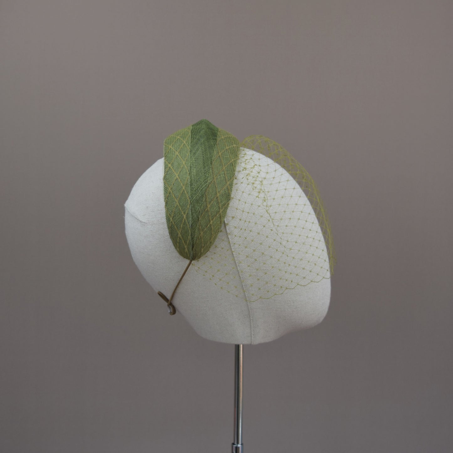 Olive Green Wedding Guest Headband with optional Veil