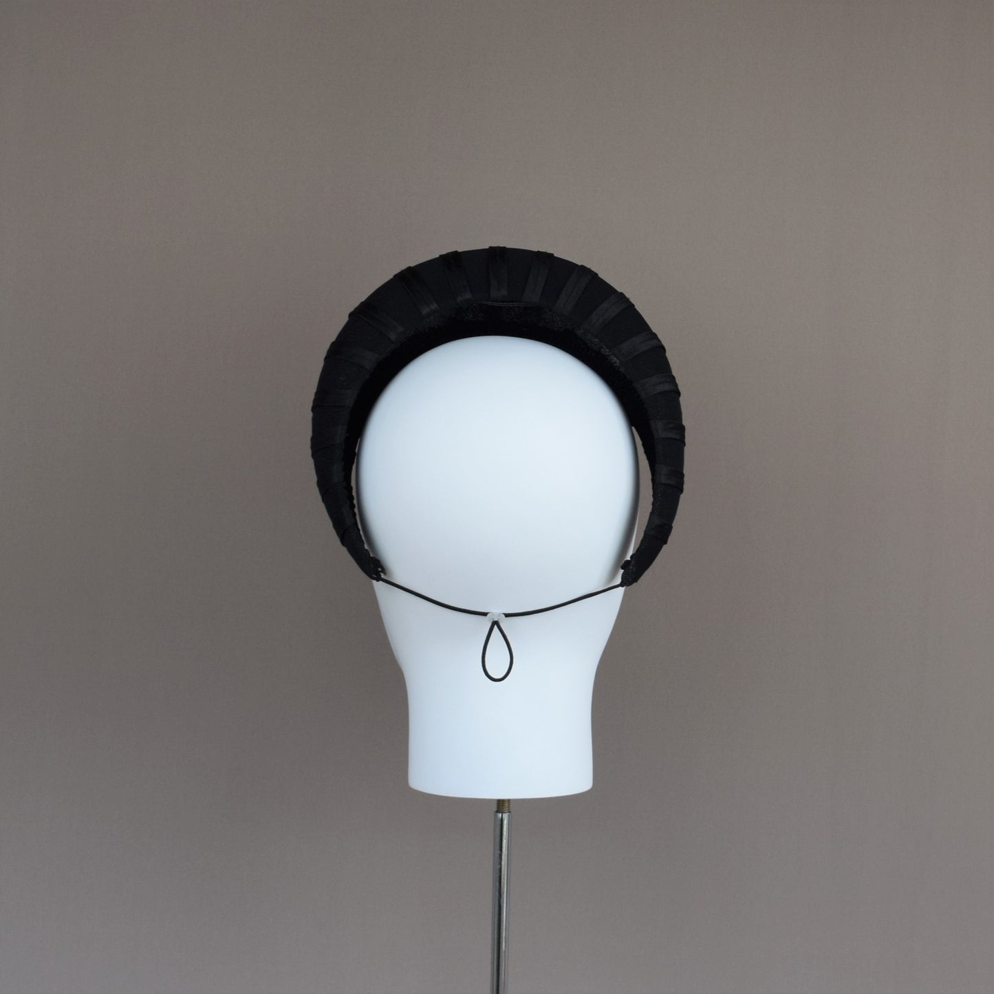 Navy Straw Wedding Guest Headband with silver beaded overlay.