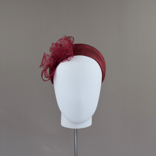 Beetroot Red Straw Wedding Guest Headband