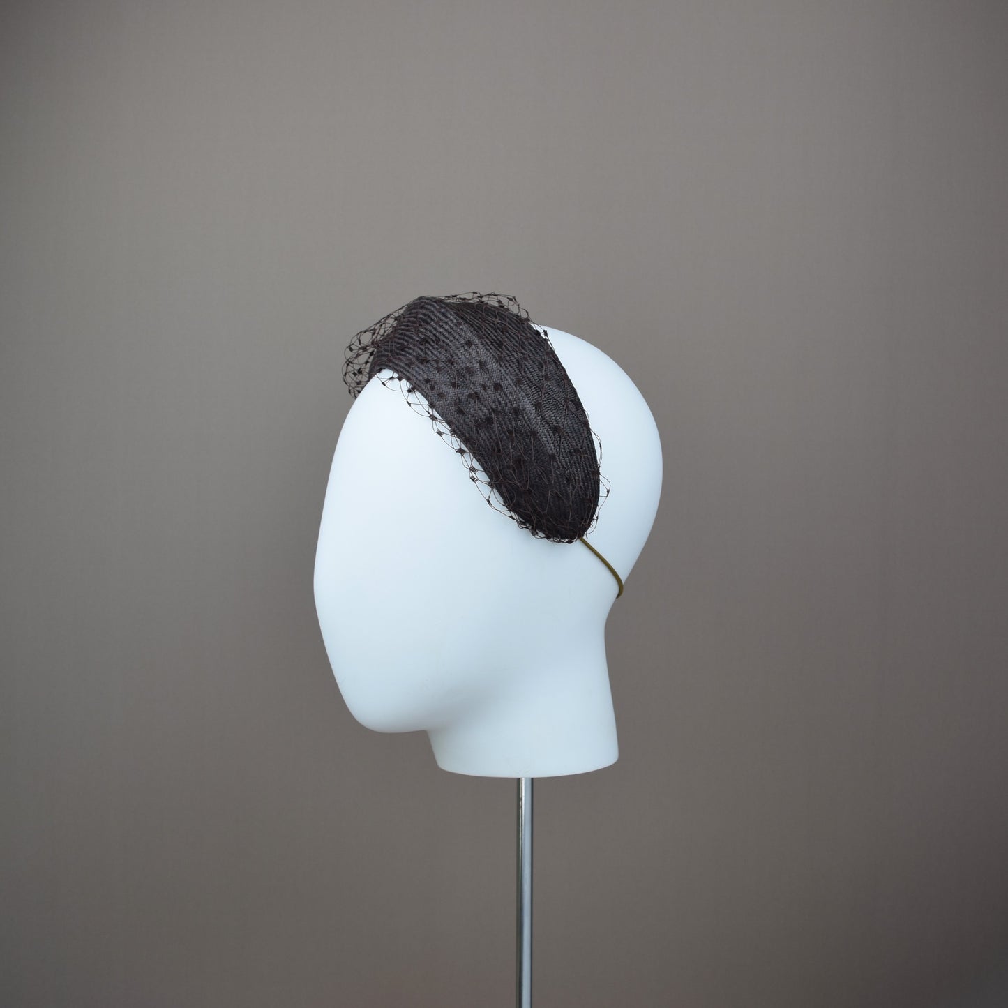 Chocolate Brown Headband with vintage veil