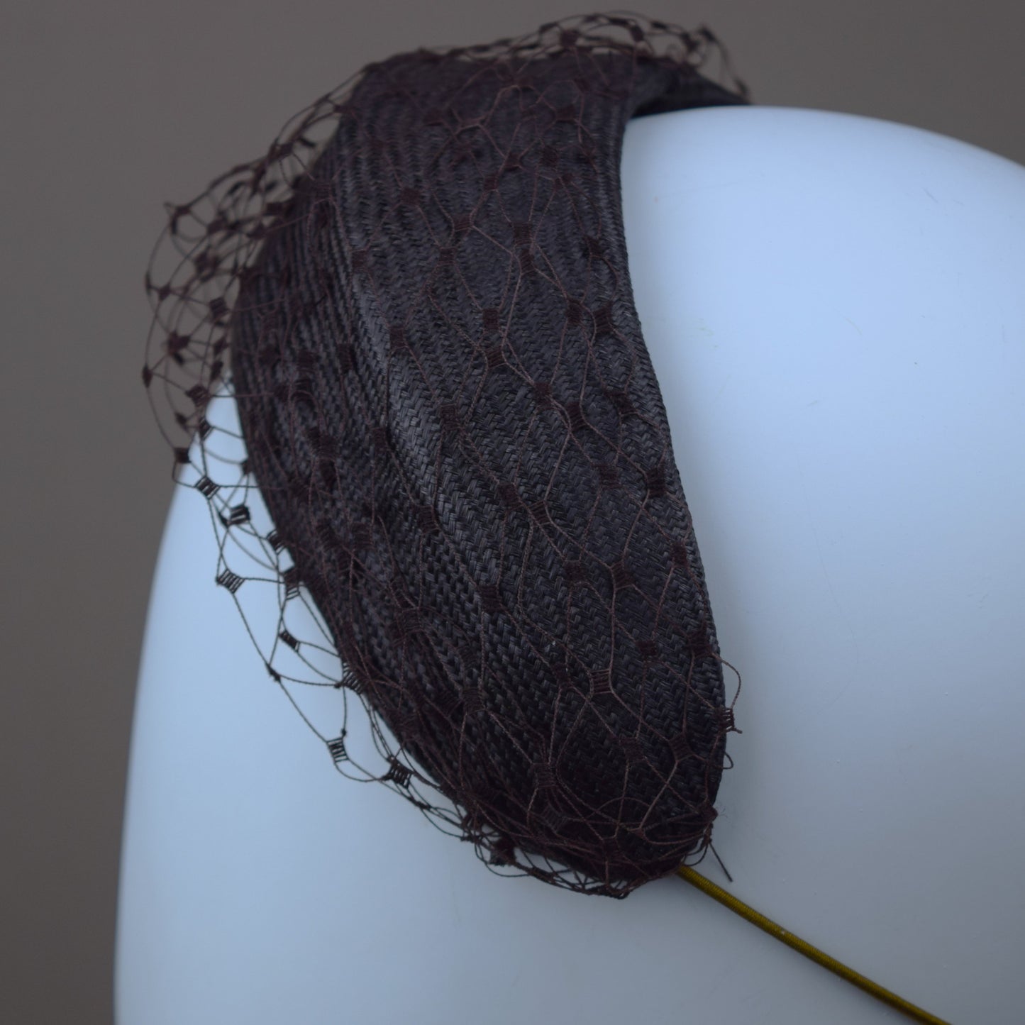 Chocolate Brown Headband with vintage veil