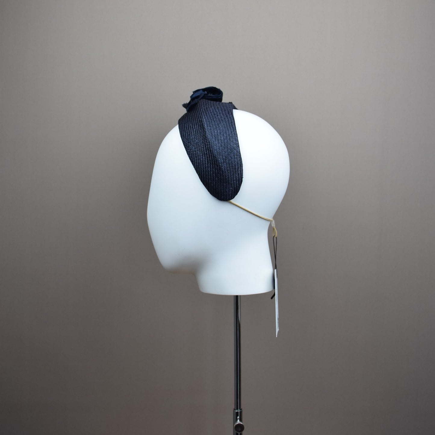 Navy Straw Wedding Guest Headband with floral detail