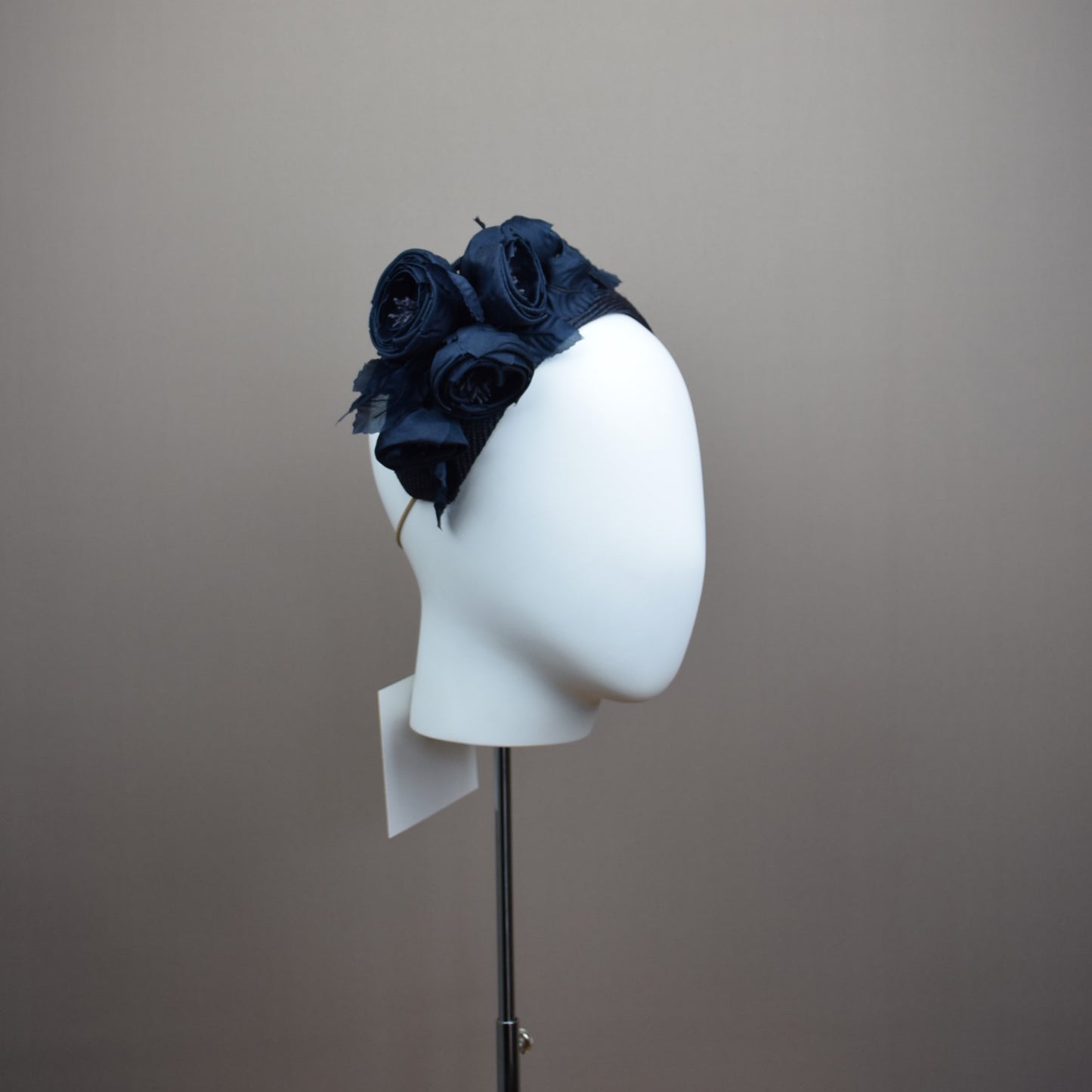 Navy Straw Wedding Guest Headband with floral detail