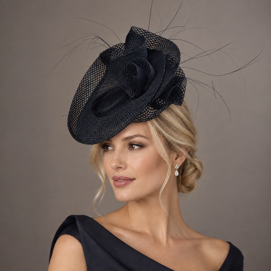 Black Straw Ascot Hat