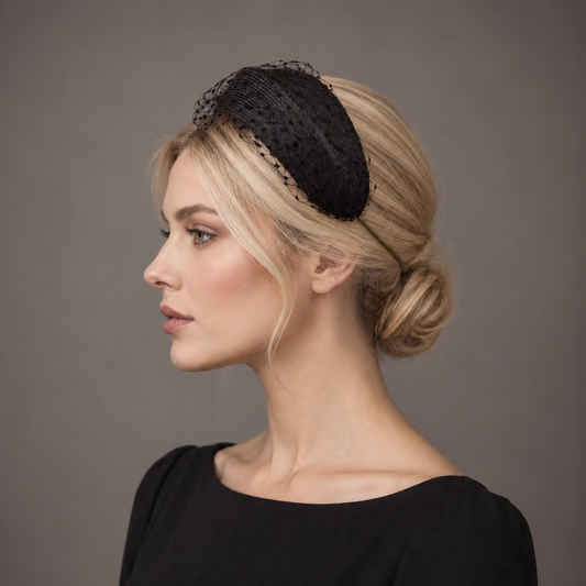 Chocolate Brown Headband with vintage veil