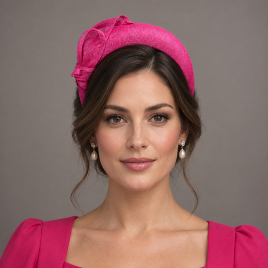 Cerise Pink Straw Wedding Guest Headband